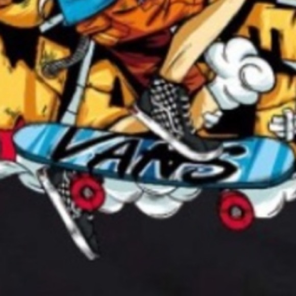 Graffiti Cartoon Character W/VANS Printed On Skateboard 🛹 & 👞 T-Shirt Unisex - Picture 3 of 9